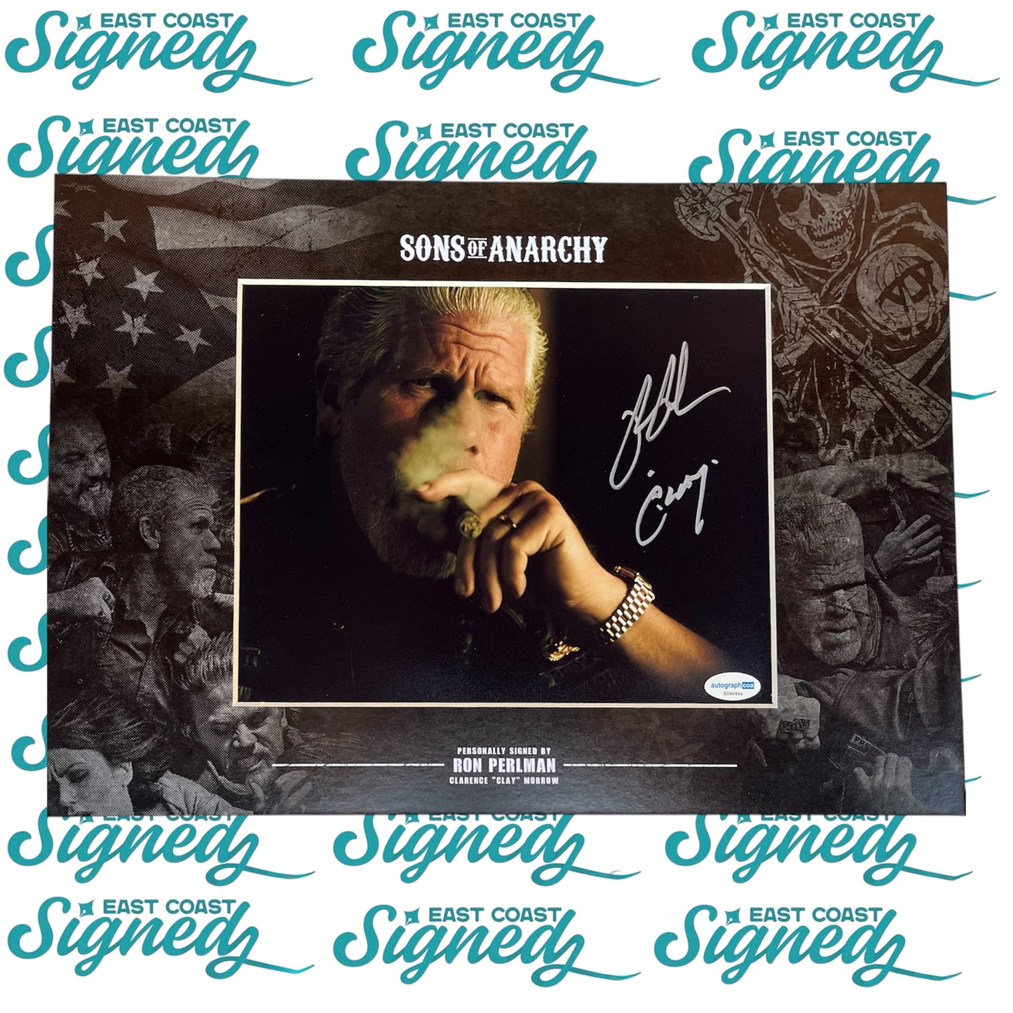 Ron Perlman signed Sons of Anarchy bespoke mount ACOA Authentication