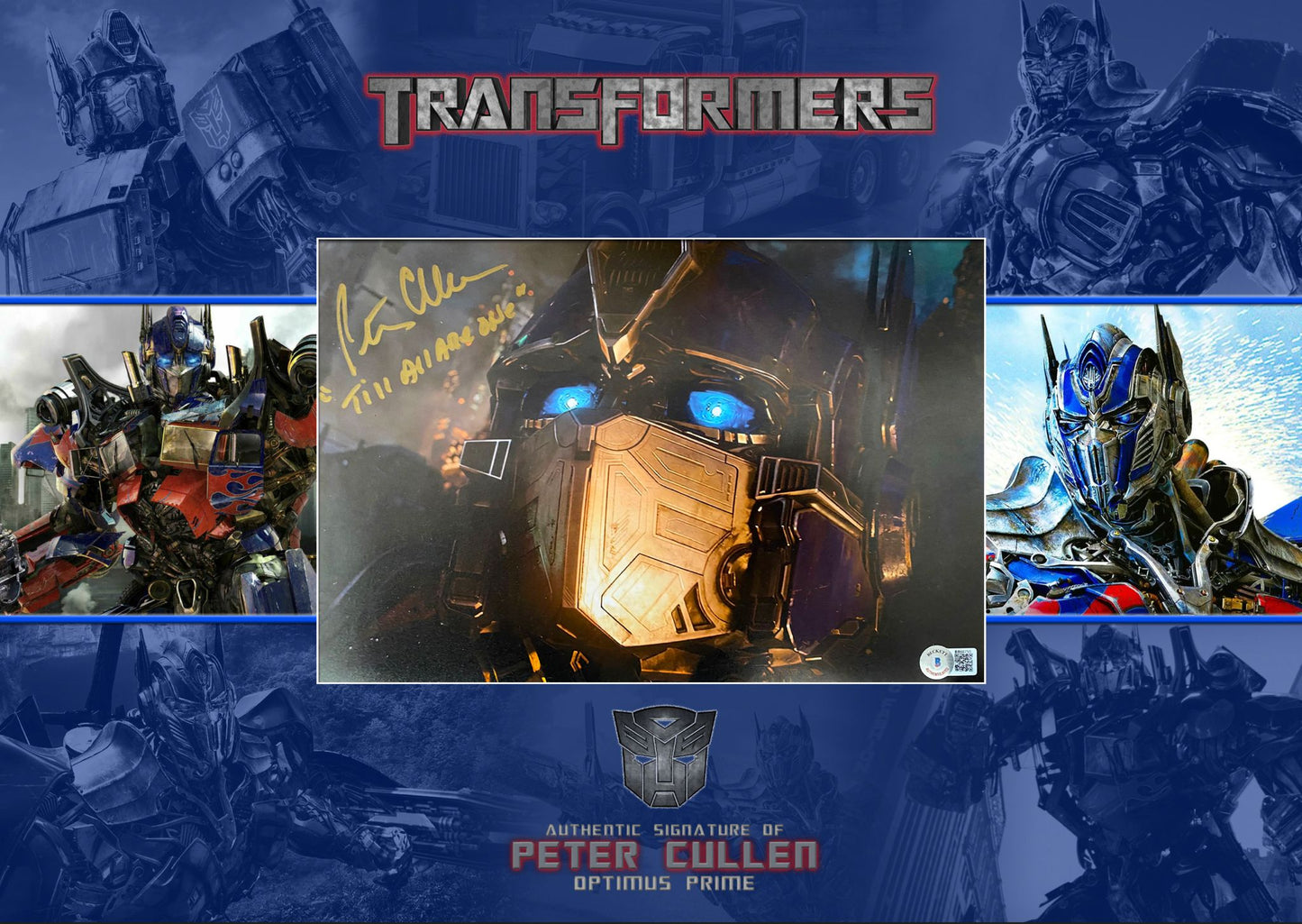 Signed Peter Cullen Transformers photo Mounted in A2 bespoke mount design and framed