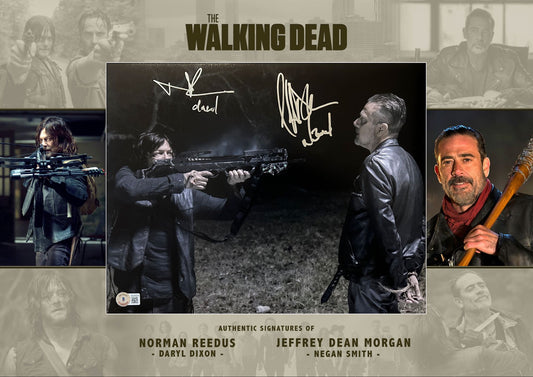 The Walking The Walking Dead Duel Signed A2 Mount Norman Reedus and Jeffery Dean Morgan