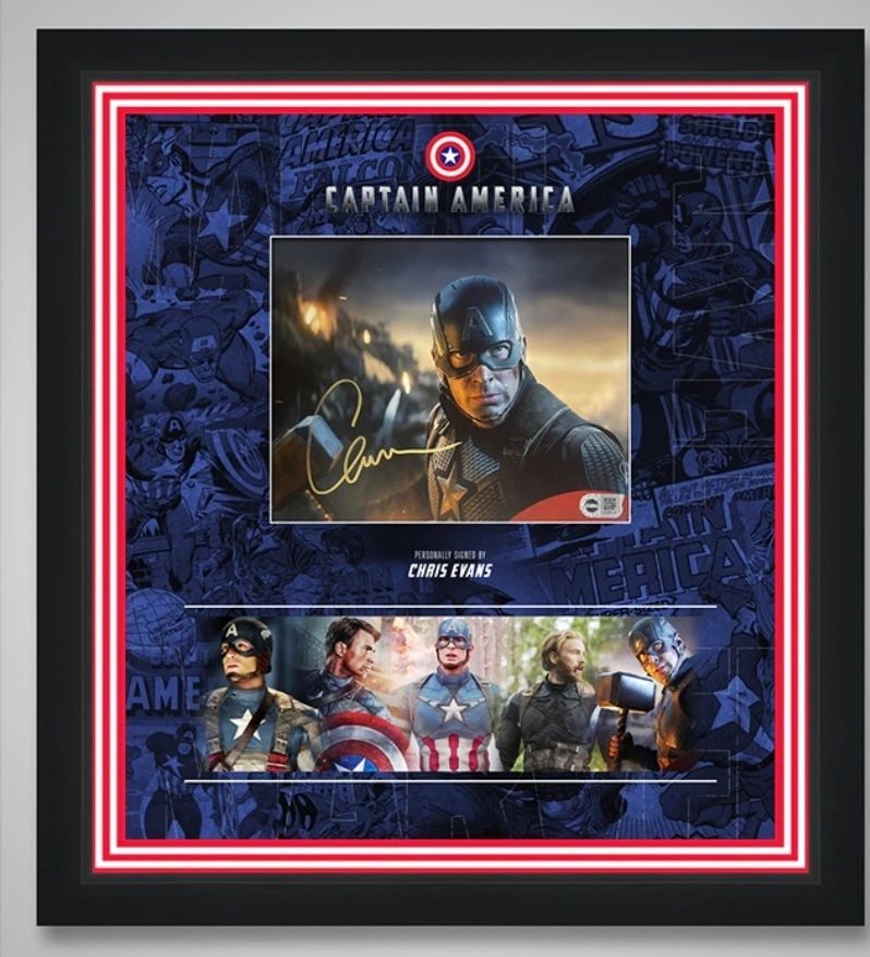 Chris Evans -Captain America Signed 10x8 Mounted and Framed SWAU Authentication