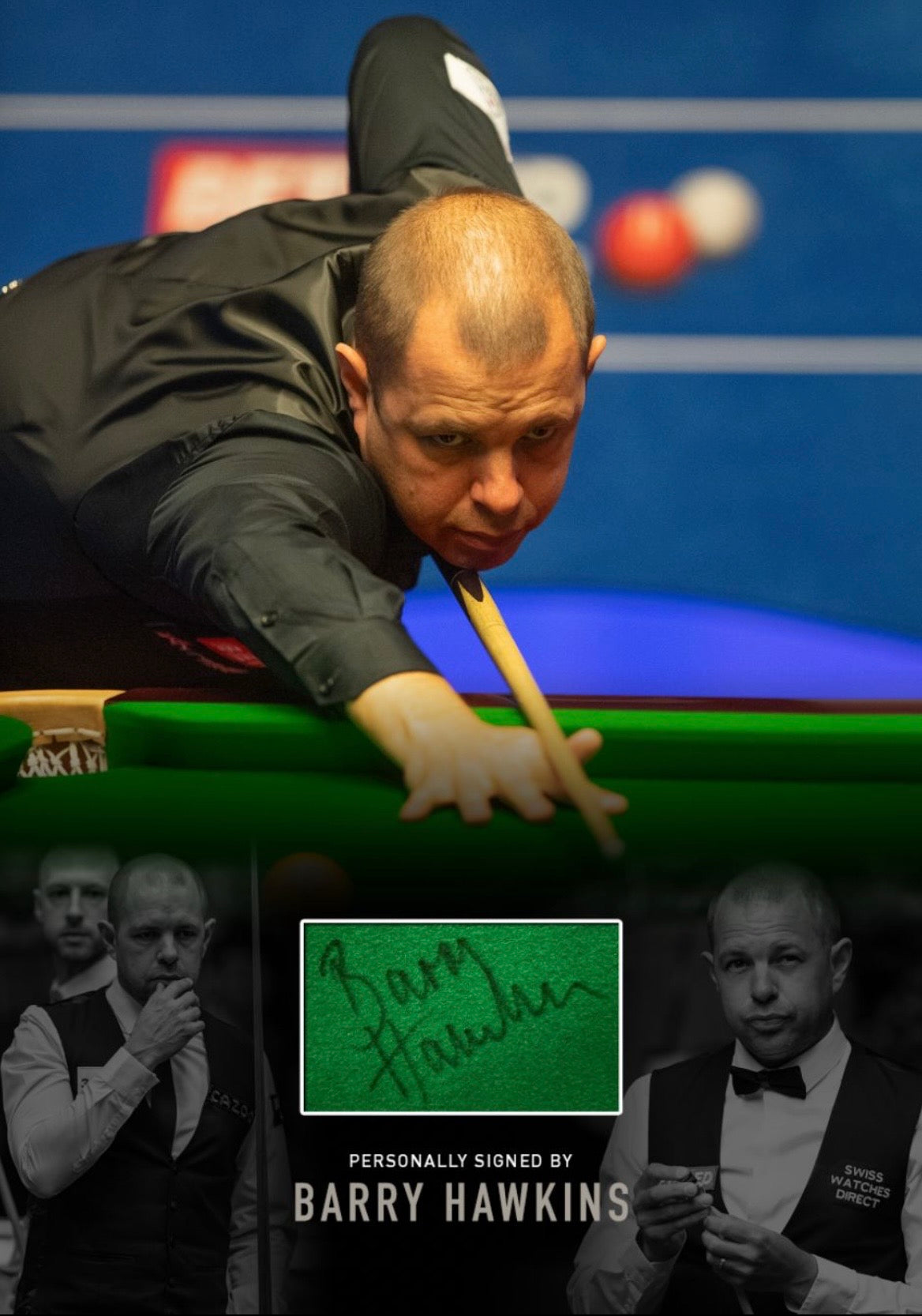 Barry Hawkins signed snooker baize