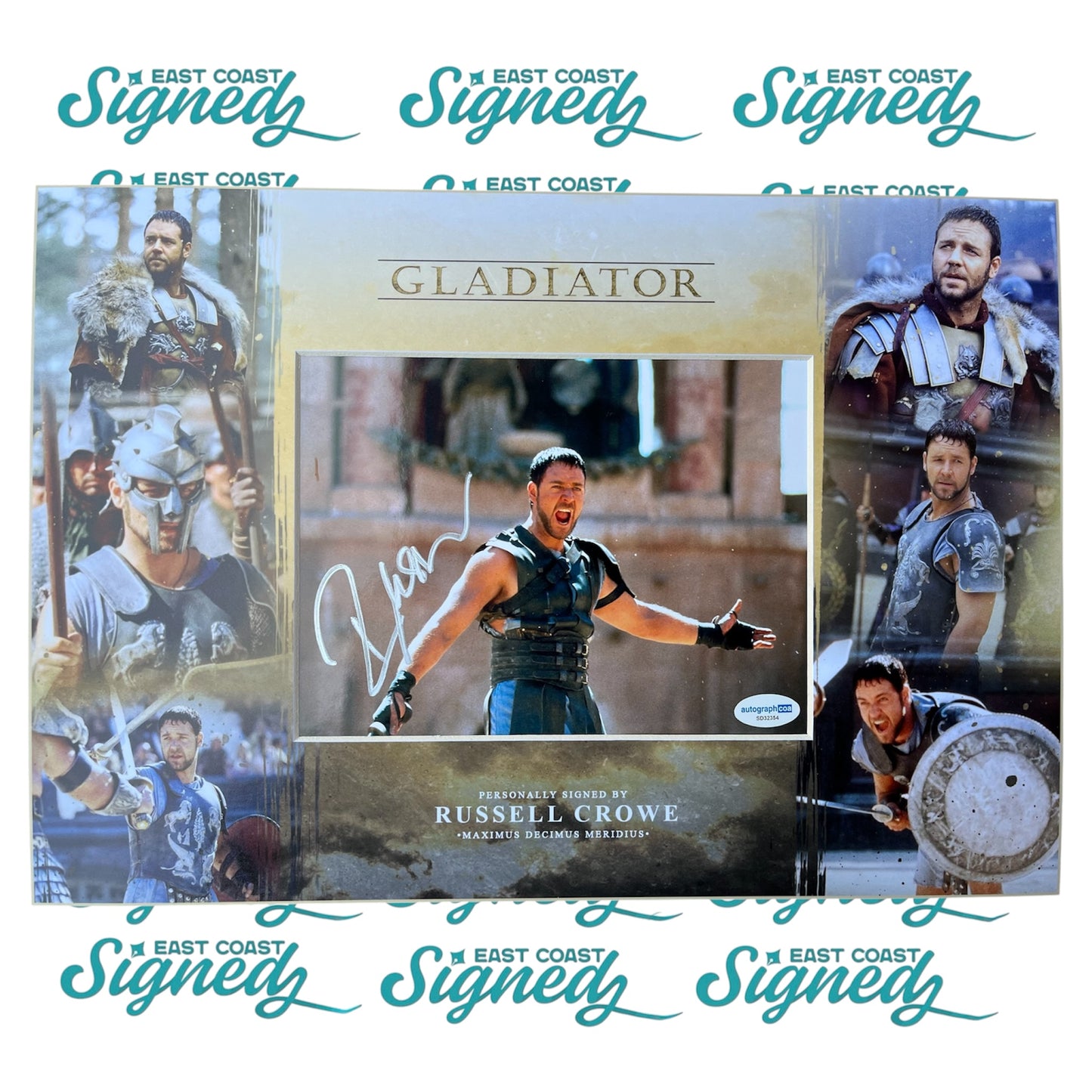 Russell Crowe signed and Mounted Gladiator photo ACOA Authentication