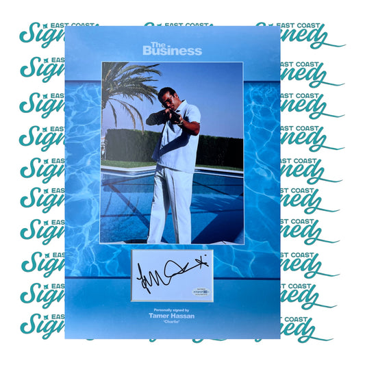 Tamer Hassan signed and Mounted white card The Business ACOA Authenticated