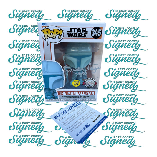 Brendan Wayne signed The Mandalorian Funko Pop #345 special edition Glow in the Dark