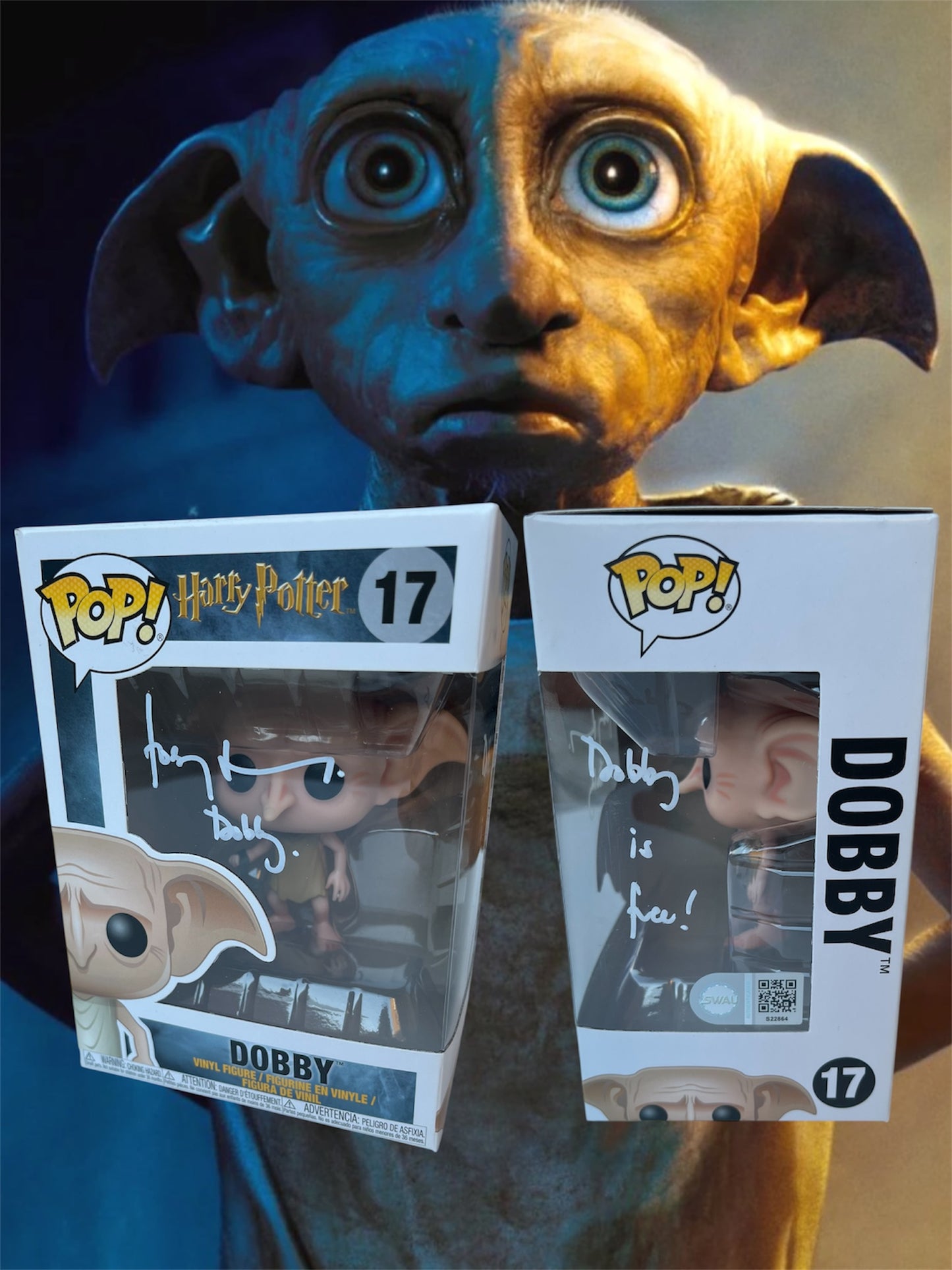 Toby Jones Signed Dobby Funko Pop SWAU Authentication