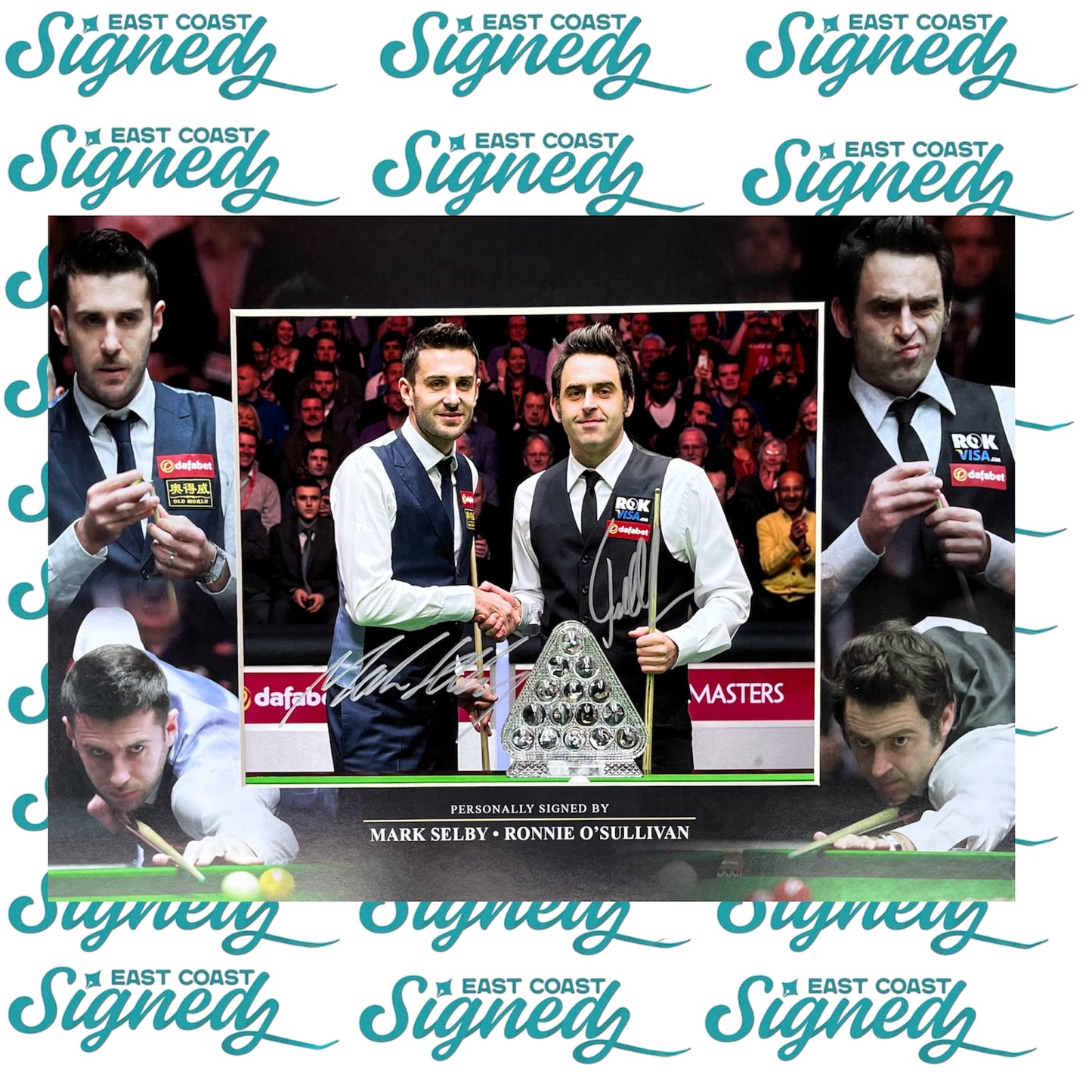 Mark Selby & Ronnie O' Sullivan duel signed photo in A3 bespoke mount design