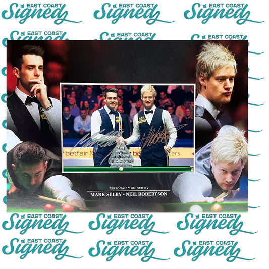 Mark Selby & Neil Robertson duel signed photo in A3 bespoke mount design
