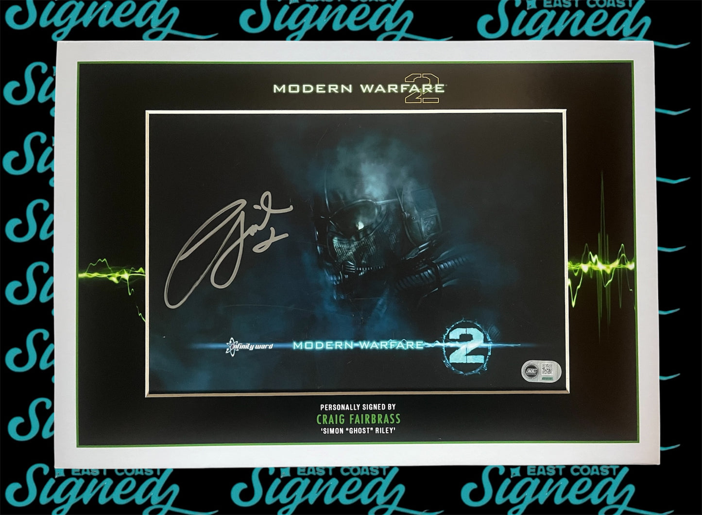 Craig Fairbrass signed photo in bespoke Call Of Duty A3 Simon Ghost Riley Mount design