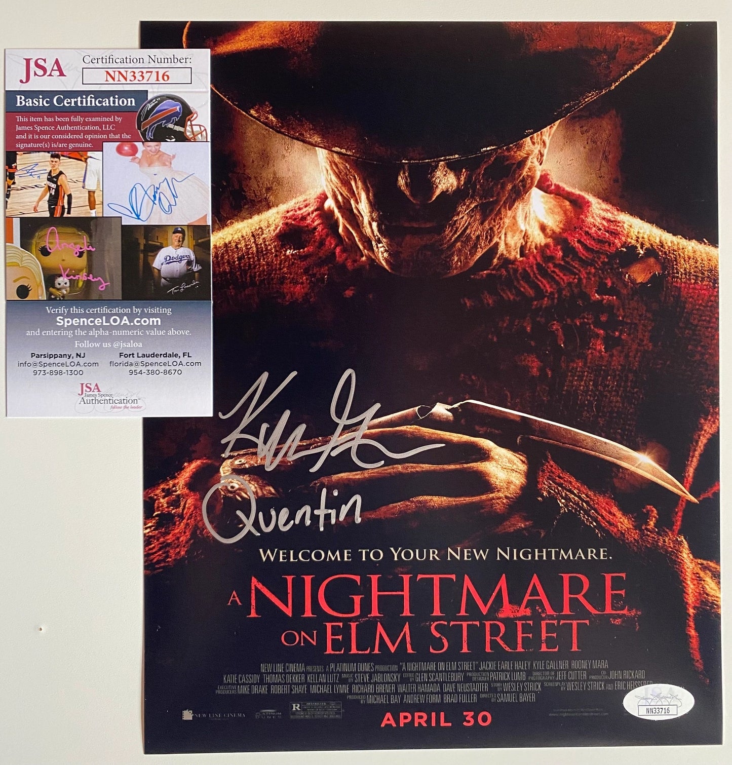 Kyle Gallner- A Nightmare On Elm Street signed 8X10 JSA Authentication