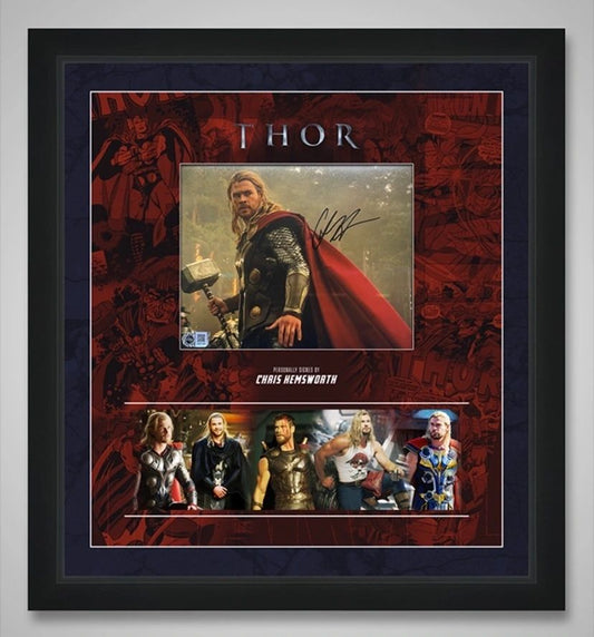 Chris Hemsworth - Thor Signed 10x8 Mounted and Framed SWAU Authentication