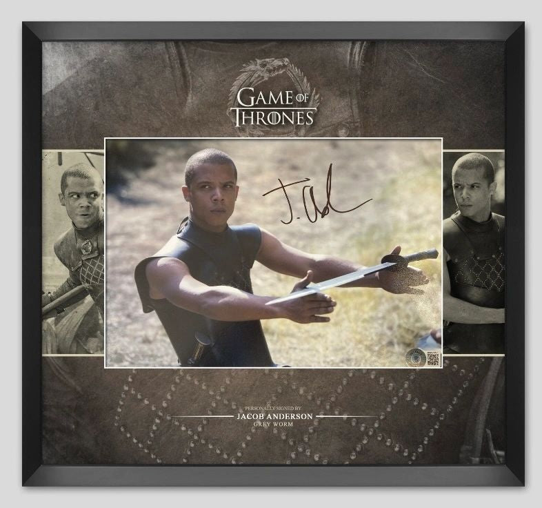 Jacob Anderson Game of thrones signed 10X8 Mounted and framed - Beckett Authenticated