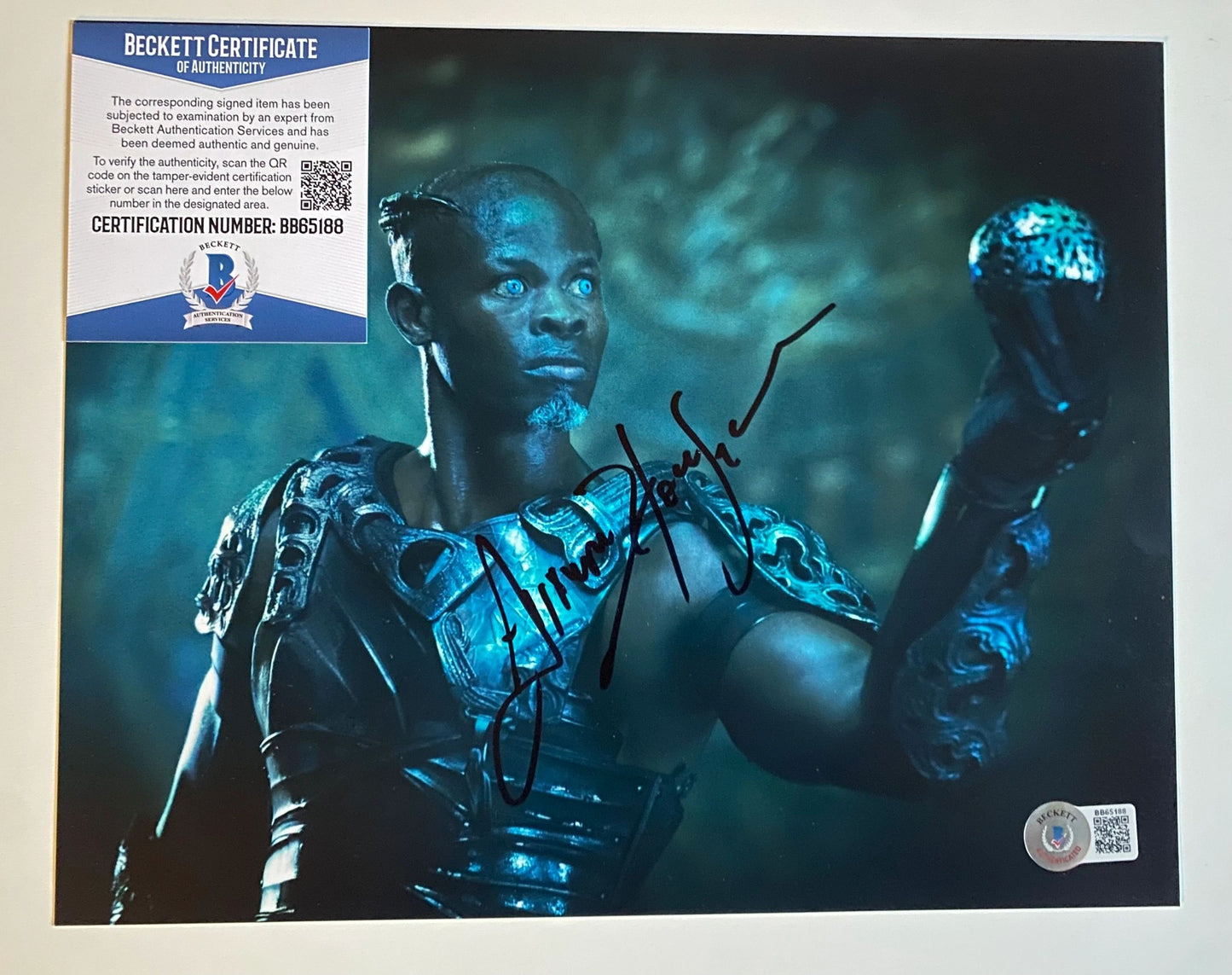 Djimon Hounsou - Guardians of the Galaxy signed 10X8 - Beckett Authentication