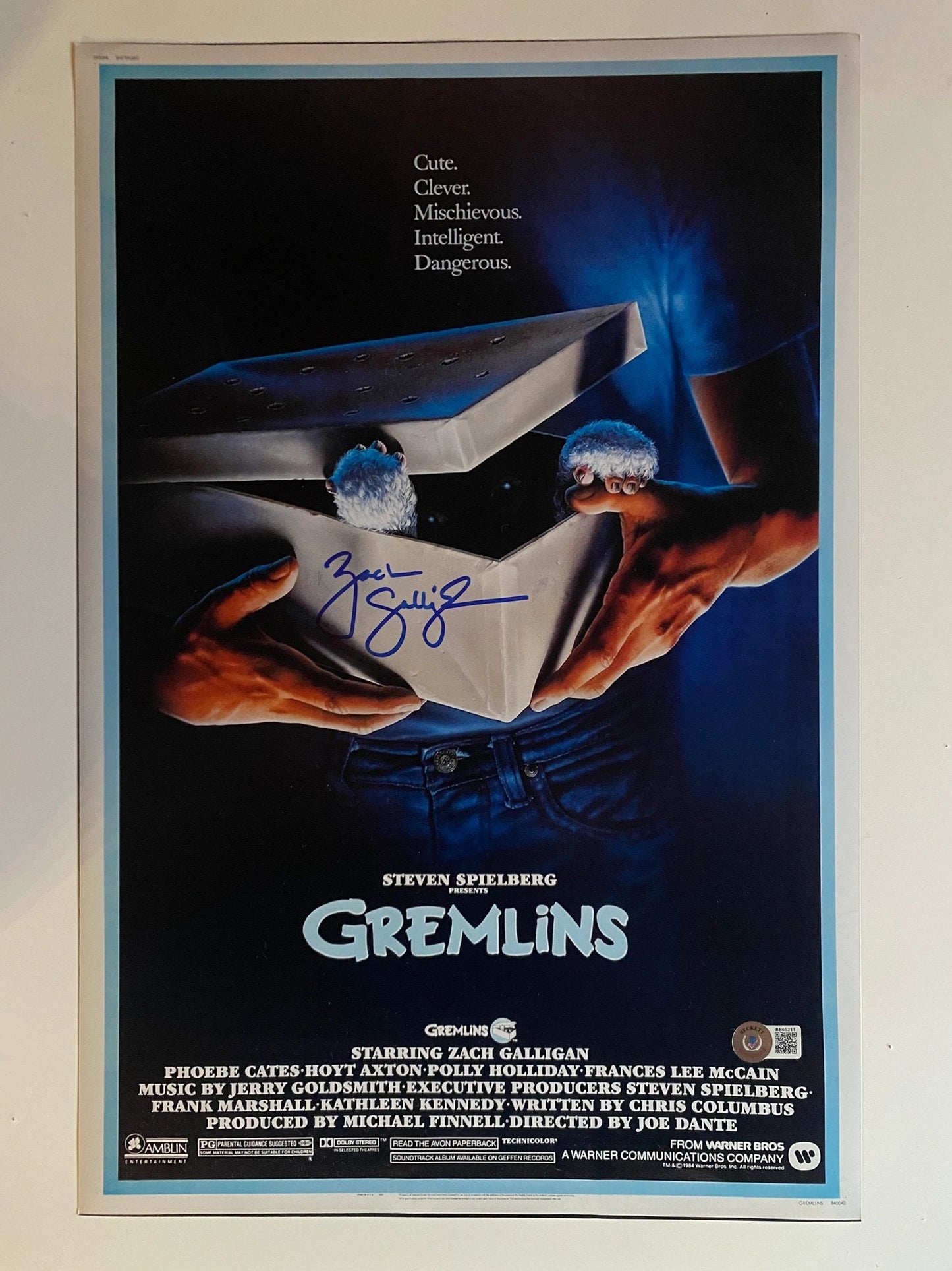 Zach Galligan - Gremlins signed 12x18 Beckett Authenticated