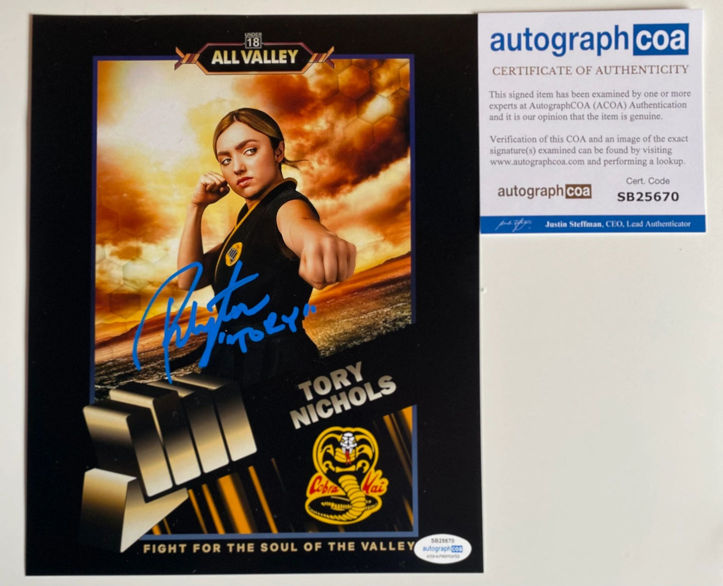 Peyton List - Cobra Kai Signed 8x10 ACOA Authentication