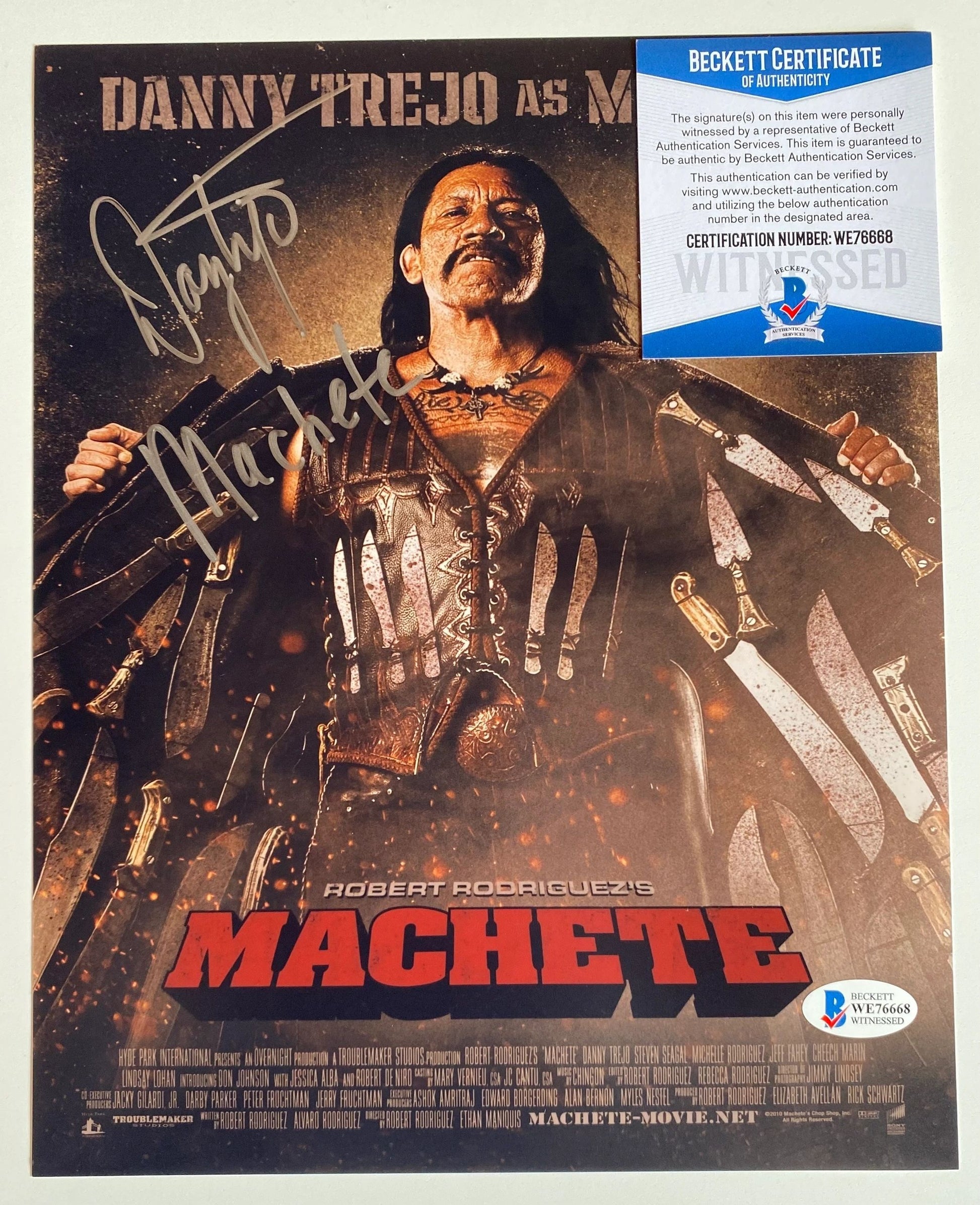 Danny Trejo - Machete signed 8x10 Beckett Witnessed